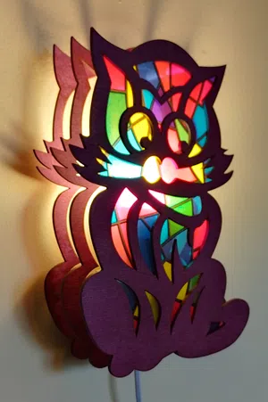 Wooden Cat Night Lamp