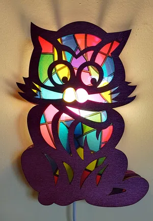 Wooden Cat Night Lamp