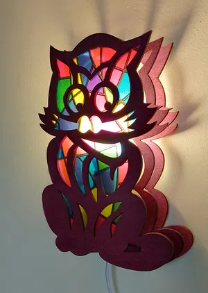 Wooden Cat Night Lamp