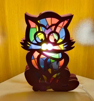 Wooden Cat Night Lamp