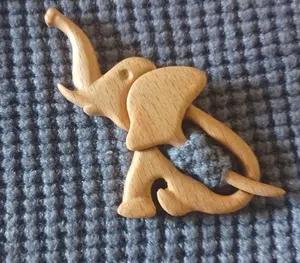 Wooden Elephant Brooch - Adorable and Unique