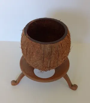 Handmade Coconut Vase with Decorative  Legs