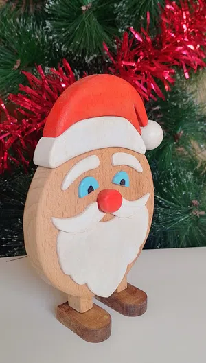 Wooden Santa Claus Figurine