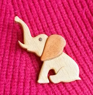 Wooden Elephant Brooch Wooden Elephant Brooch