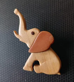 Wooden Elephant Brooch