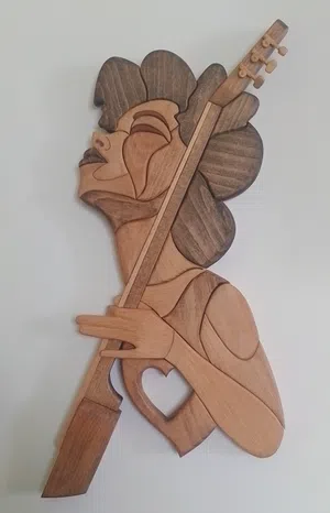 Wooden Guitar Player Wall Art