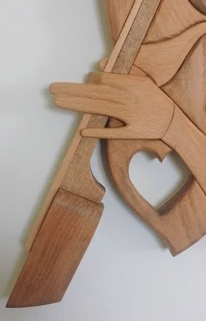 Wooden Guitar Player Wall Art