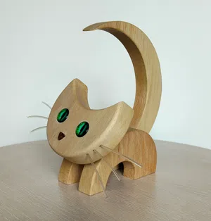 Moonlit Cat – Handmade Wooden Cat Sculpture Moonlit Cat – Handmade Wooden Cat Sculpture