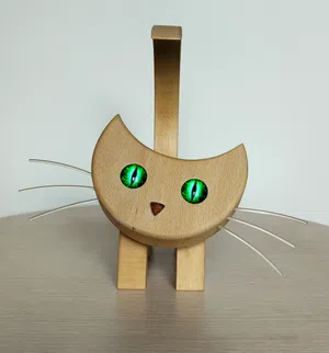 Moonlit Cat – Handmade Wooden Cat Sculpture