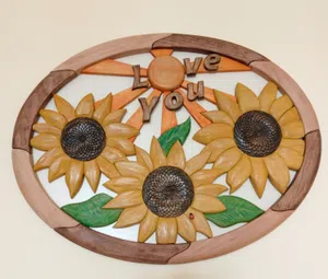 Handmade Wooden Sunflower Wall Art