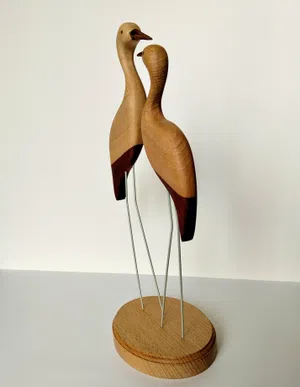 Handcrafted Wooden Stork Couple Handcrafted Wooden Stork Couple