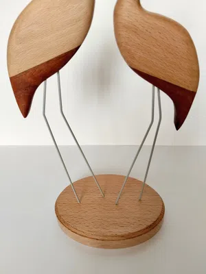 Handcrafted Wooden Stork Couple Handcrafted Wooden Stork Couple