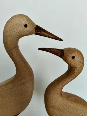 Handcrafted Wooden Stork Couple Handcrafted Wooden Stork Couple