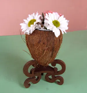 Coconut Vase with Decorative  Legs