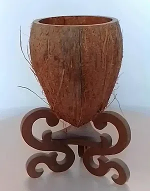 Coconut Vase with Decorative  Legs