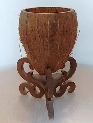 Coconut Vase with Decorative  Legs