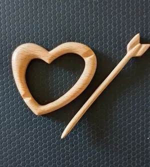 Heart's Arrow: Handcrafted Beechwood Brooch