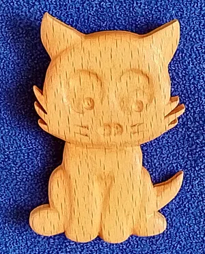 Handmade Wooden Kitten Brooch - Cute and Adorable